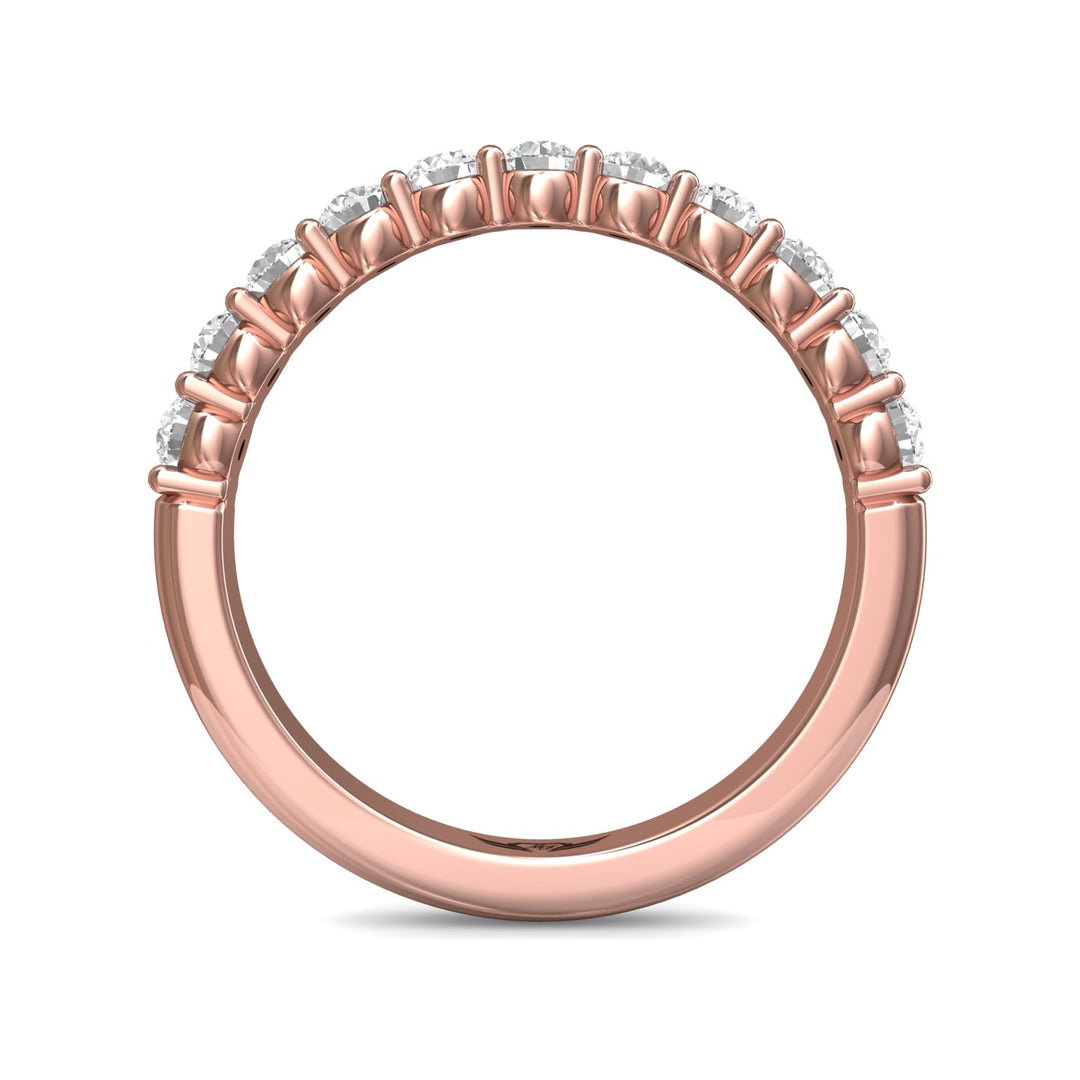 14K Gold Pink Channel/Shared Prong Wedding Band from the Channel/Shared Prong collection - DWBSP3-.75_14KP