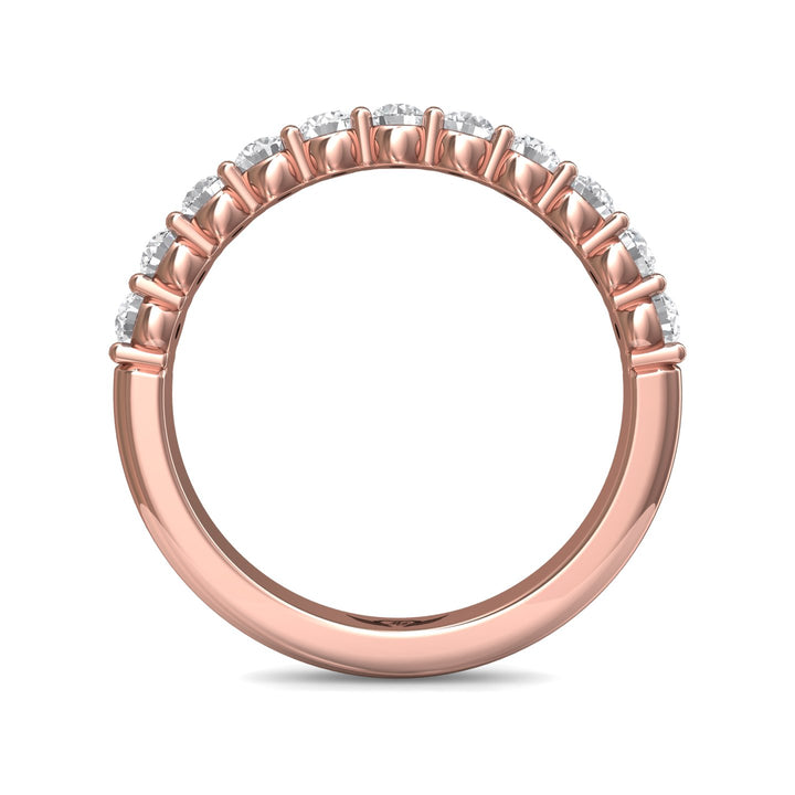 14K Gold Pink Channel/Shared Prong Wedding Band from the Channel/Shared Prong collection - DWBSP3-.75_14KP