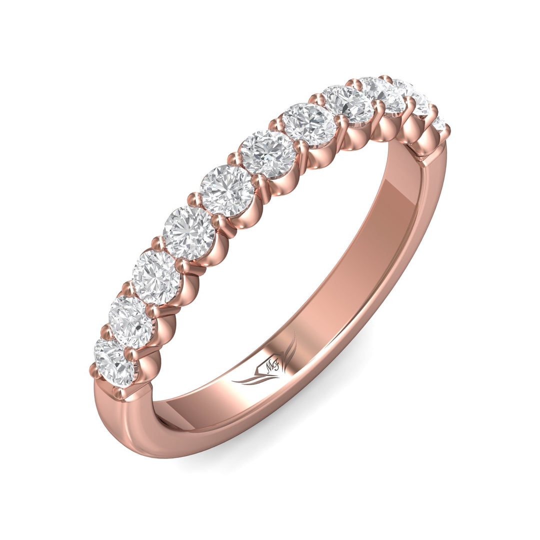 14K Gold Pink Channel/Shared Prong Wedding Band from the Channel/Shared Prong collection - DWBSP3-.75_14KP