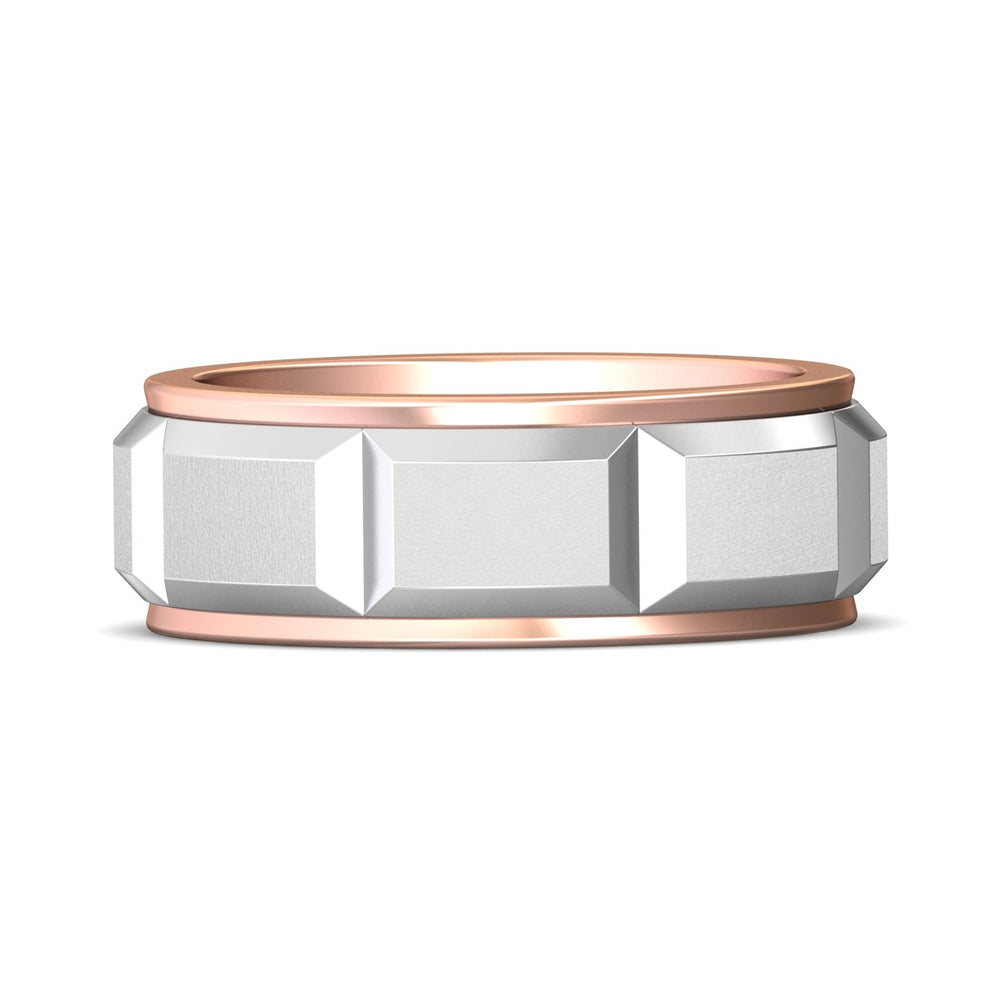 14K Gold Pink/White Mens Sophisticated Mens Band from the Mens Sophisticated collection - H091SF-8_14KPW_Std_NA_NA