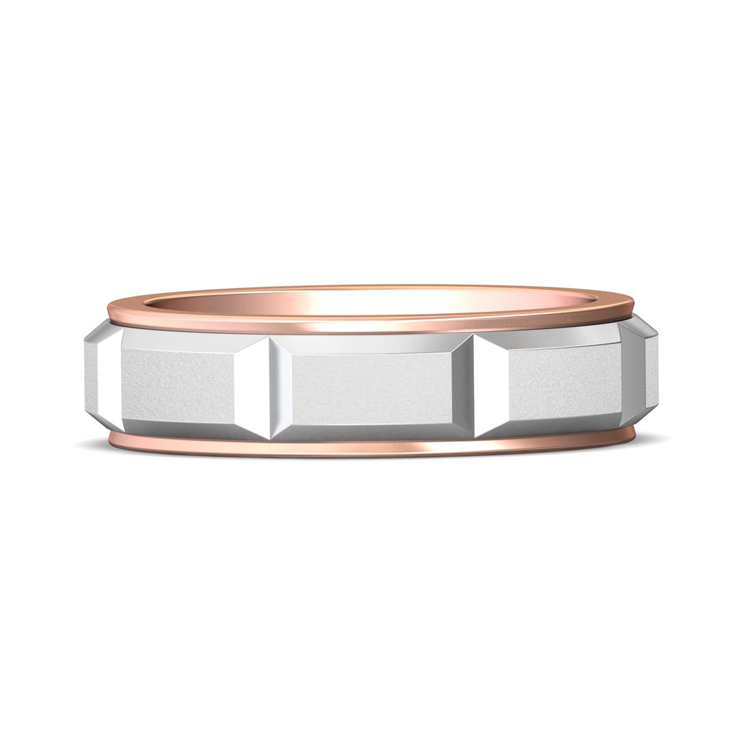 14K Gold Pink/White Mens Sophisticated Mens Band from the Mens Sophisticated collection - H091SF_14KPW_Std_NA_NA