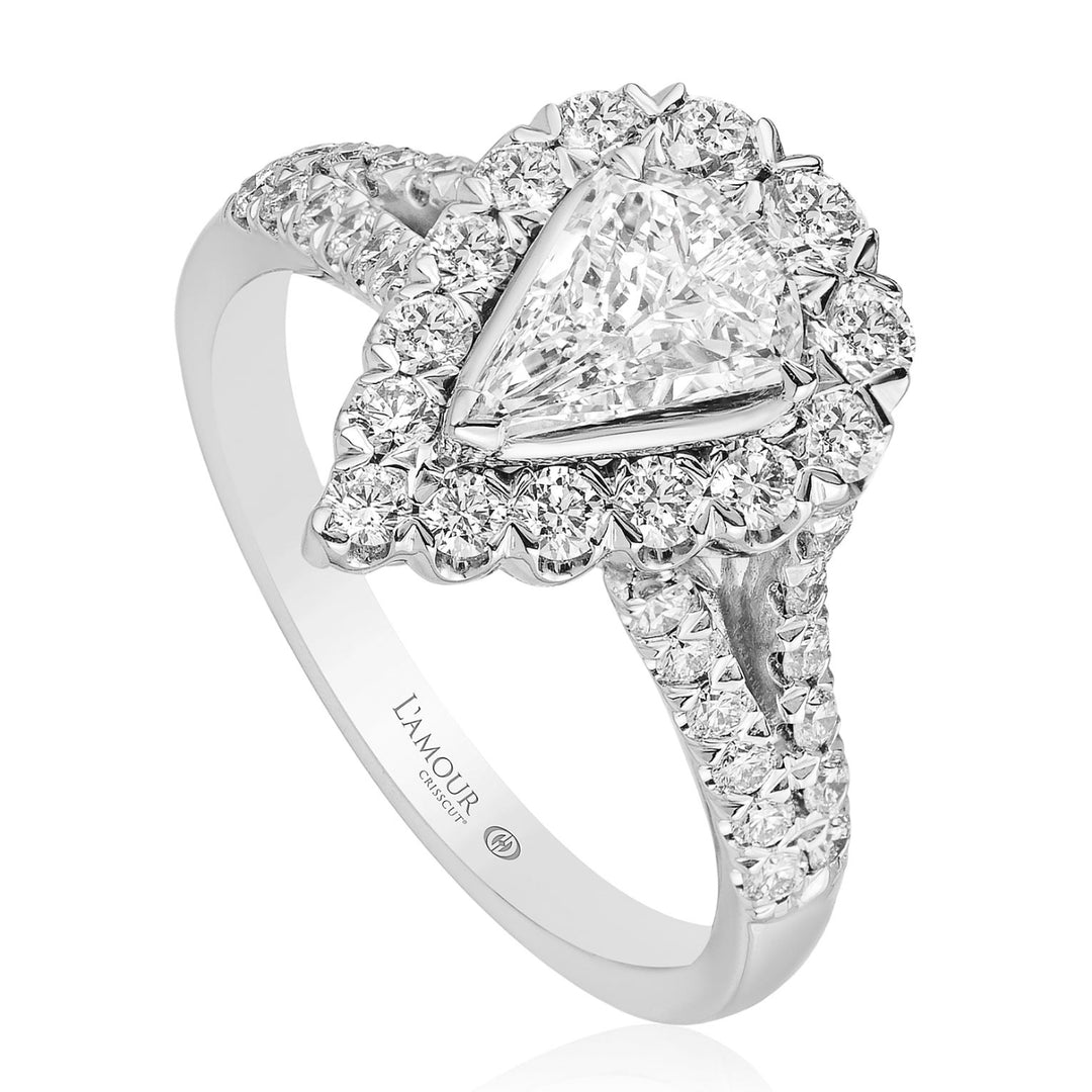 LAmour Crisscut Christopher Designs-18K WhiteGold Engagement Ring