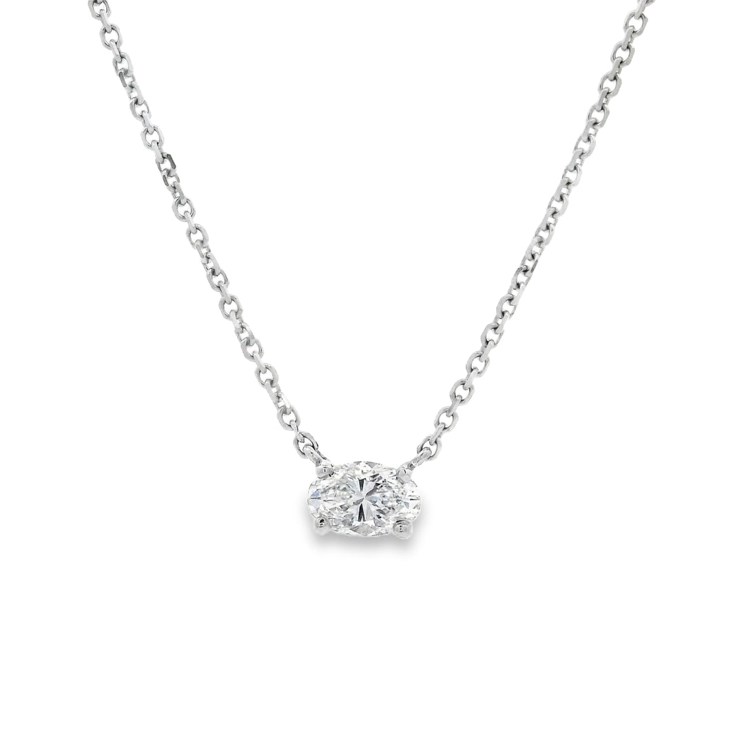 Diamond Oval Solitaire Necklace
