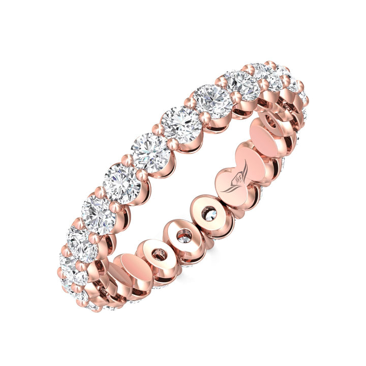 14K Gold Pink Channel/Shared Prong Wedding Band from the Channel/Shared Prong collection - SPWBAFR2-22-2.20_14KP