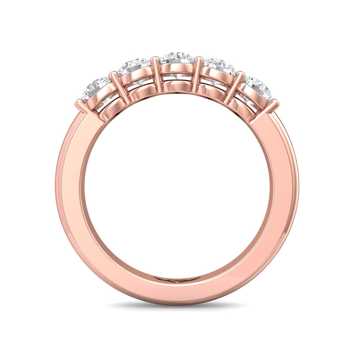 14K Gold Pink Channel/Shared Prong Wedding Band from the Channel/Shared Prong collection - SPWBAR5-1.00_14KP