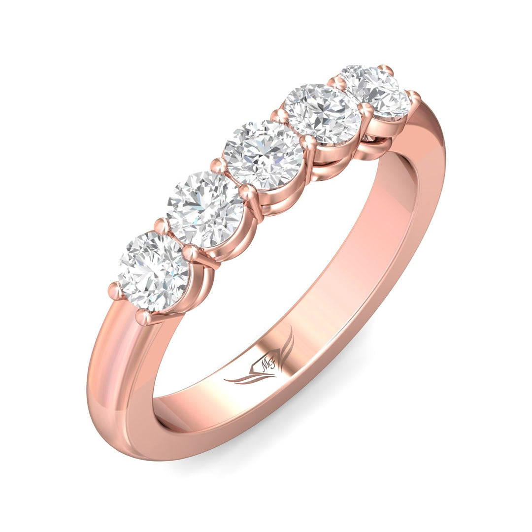 14K Gold Pink Channel/Shared Prong Wedding Band from the Channel/Shared Prong collection - SPWBAR5-1.00_14KP