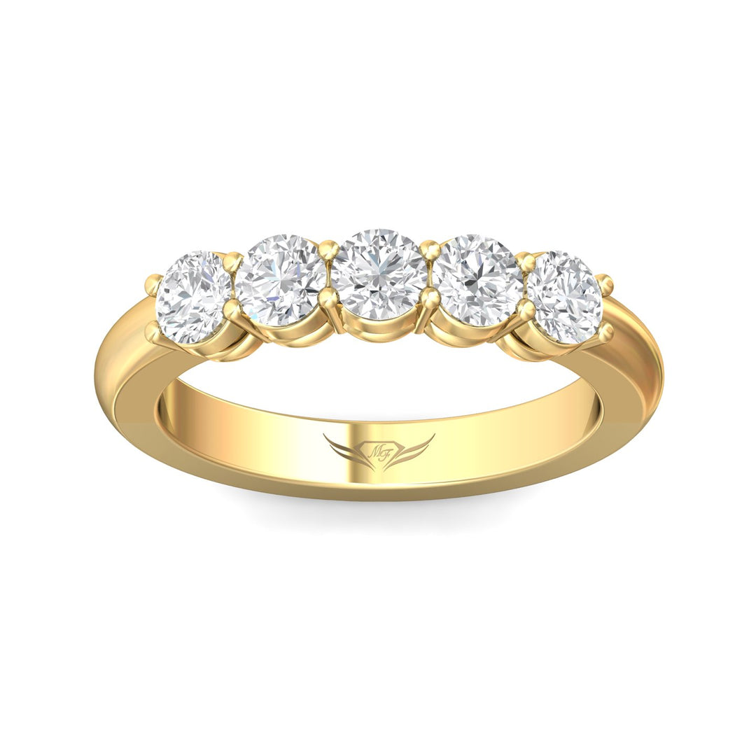 14K Gold Yellow Channel/Shared Prong Wedding Band from the Channel/Shared Prong collection - SPWBAR5-1.00_14KY