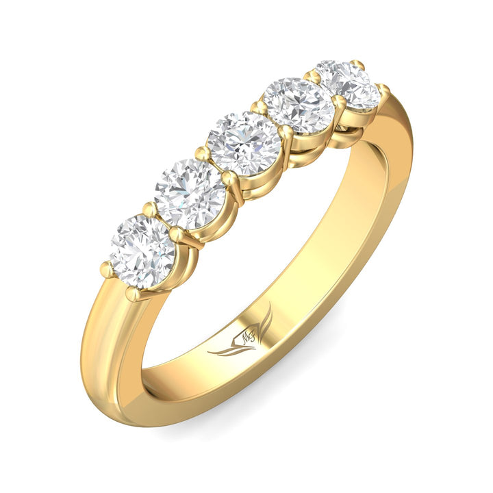 14K Gold Yellow Channel/Shared Prong Wedding Band from the Channel/Shared Prong collection - SPWBAR5-1.00_14KY
