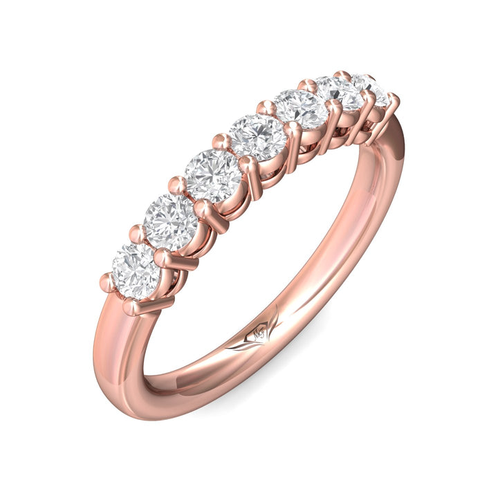 14K Gold Pink Channel/Shared Prong Wedding Band from the Channel/Shared Prong collection - SPWBAR7-.75_14KP
