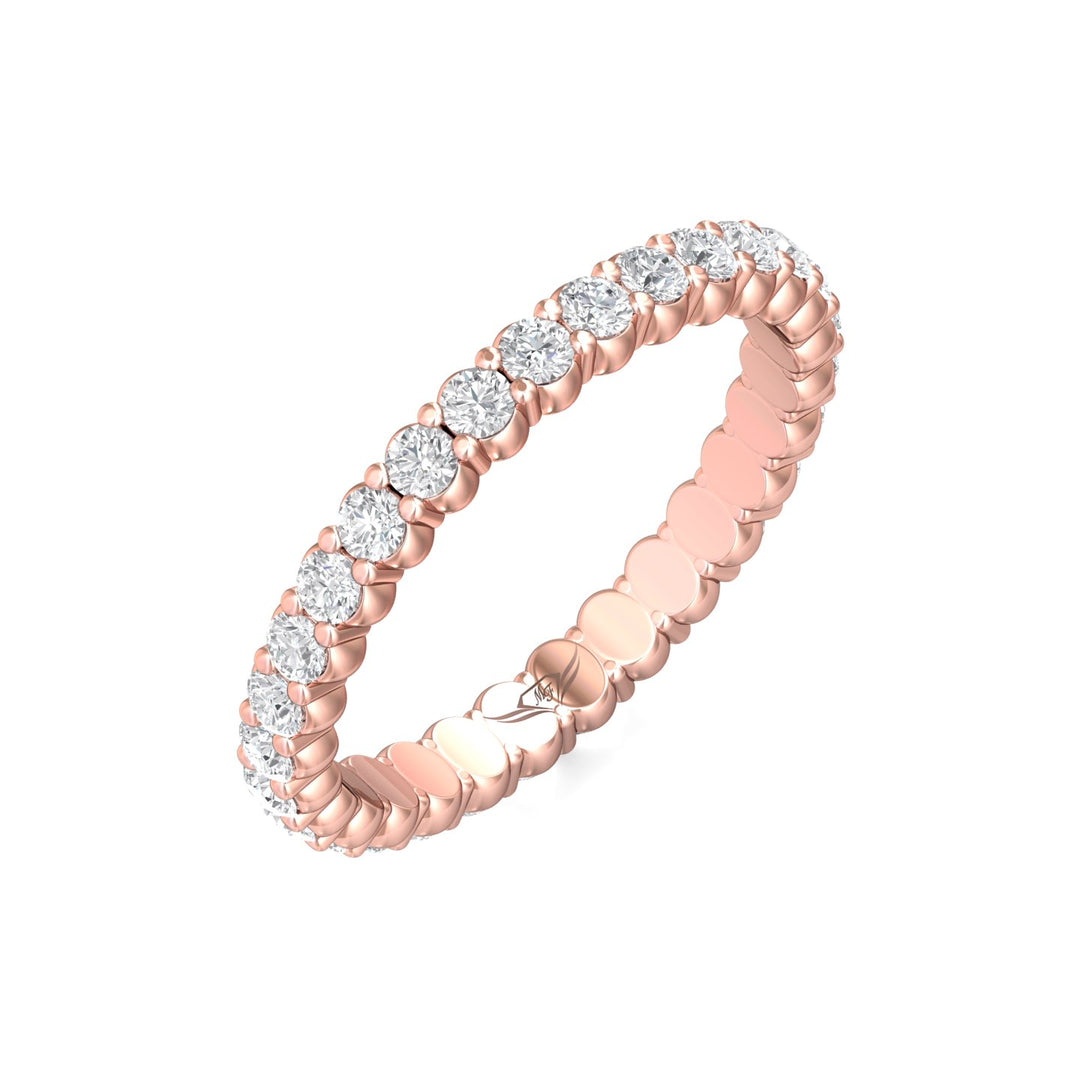 14K Gold Pink Channel/Shared Prong Wedding Band from the Channel/Shared Prong collection - SPWBFR-32-.75_14KP