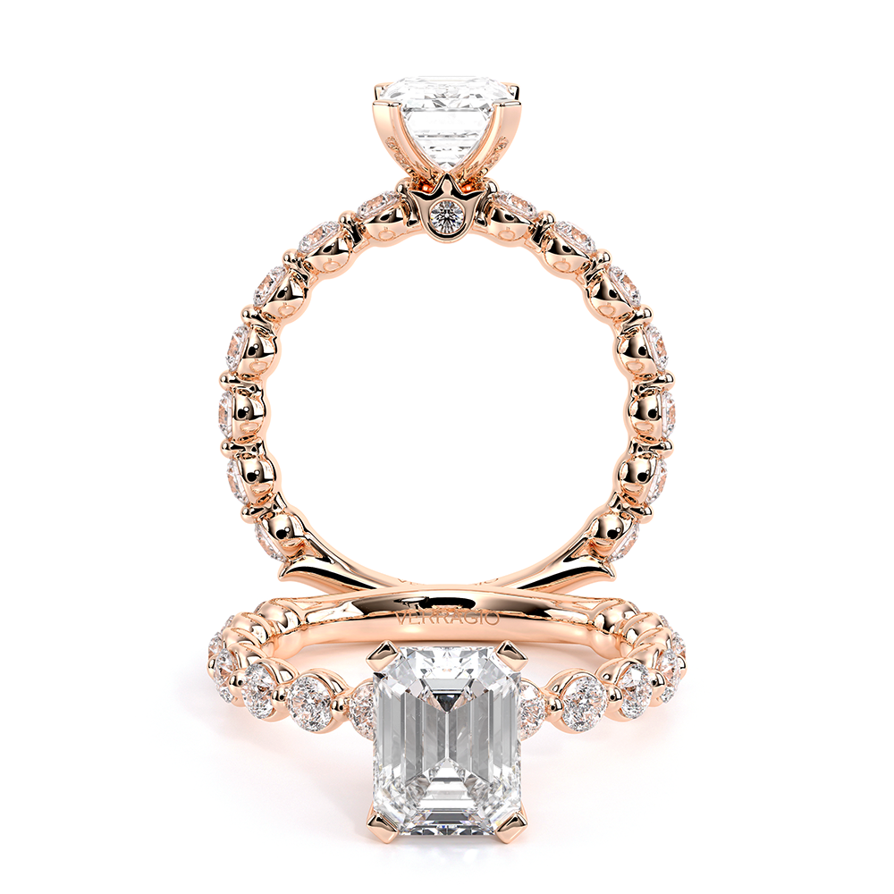 Renaissance-989EM25-14K Rose Gold Emerald