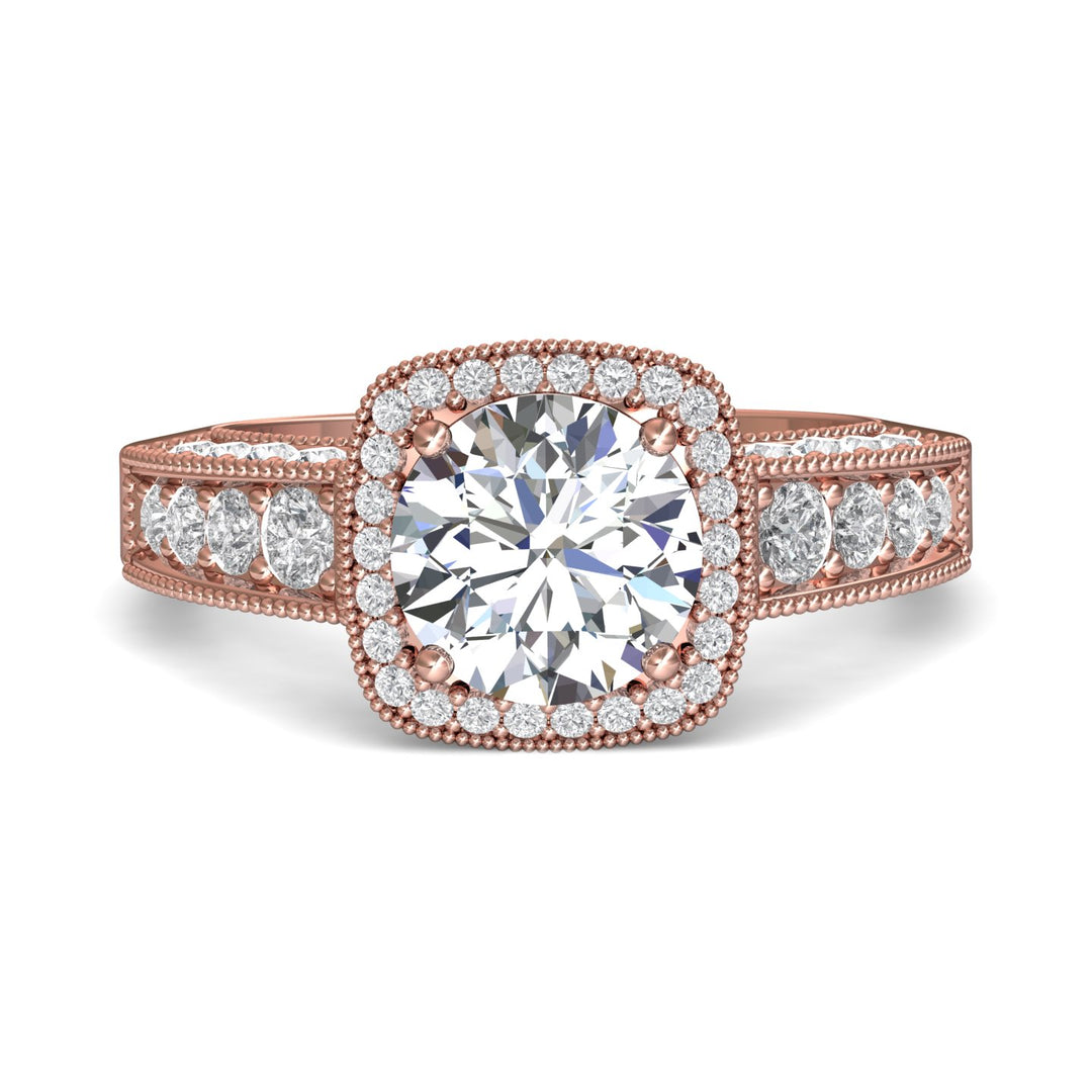 14K Gold Pink Encore Engagement Ring from the Encore collection - V5159FFE_14KP_Rd_7.5_Prm_H-I_SI1