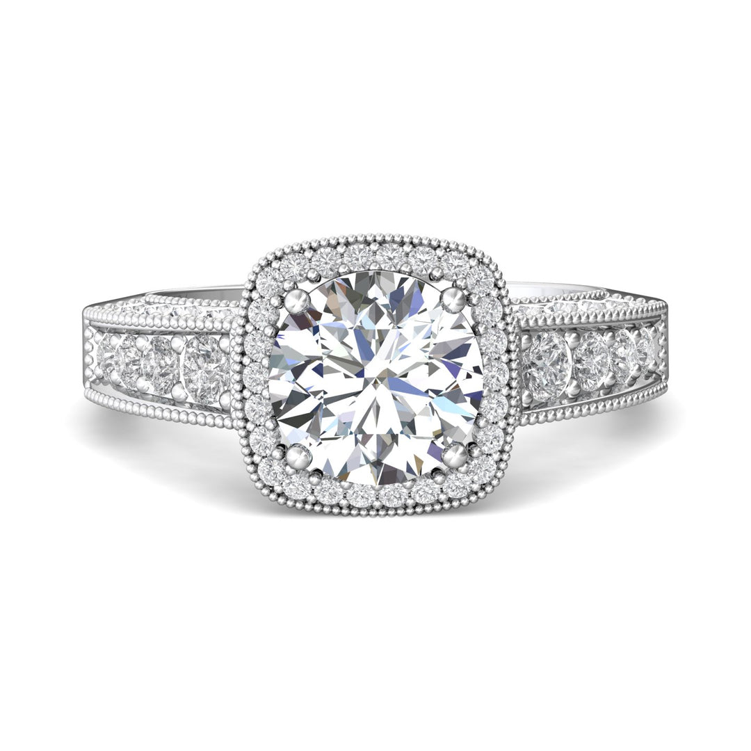 14K Gold White Encore Engagement Ring from the Encore collection - V5159FFE_14KW_Rd_7.5_Prm_H-I_SI1