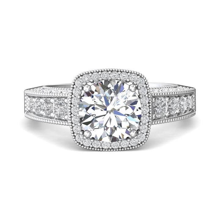 14K Gold White Encore Engagement Ring from the Encore collection - V5159FFE_14KW_Rd_7.5_Prm_H-I_SI1