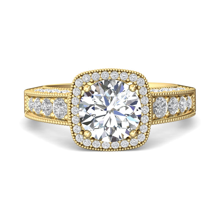 14K Gold Yellow Encore Engagement Ring from the Encore collection - V5159FFE_14KY_Rd_7.5_Prm_H-I_SI1