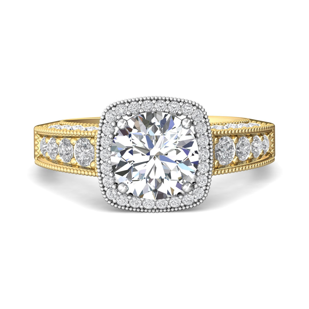 14K Gold Yellow/White Encore Engagement Ring from the Encore collection - V5159FFE_14KYW_Rd_7.5_Prm_H-I_SI1
