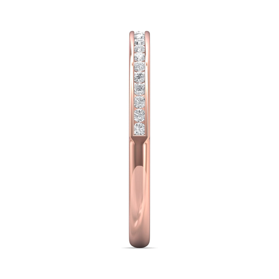 14K Gold Pink Channel/Shared Prong Wedding Band from the Channel/Shared Prong collection - VC08XSRWB_14KP
