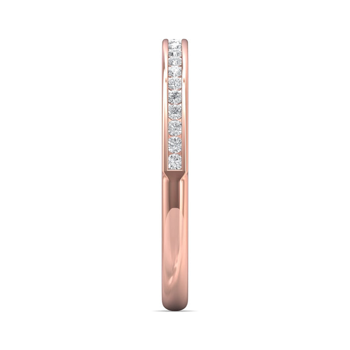 14K Gold Pink Channel/Shared Prong Wedding Band from the Channel/Shared Prong collection - VC08XSRWB_14KP