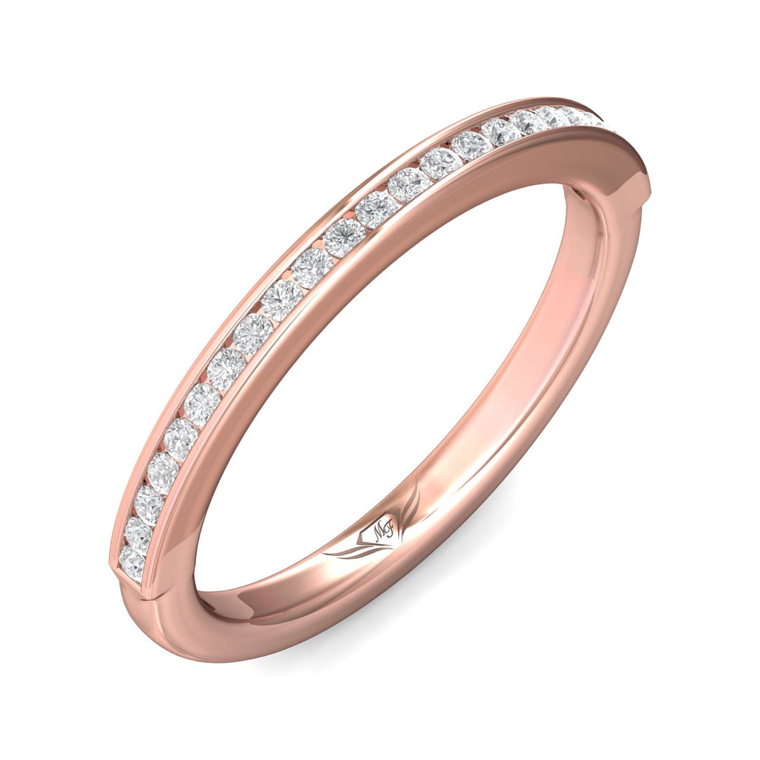 14K Gold Pink Channel/Shared Prong Wedding Band from the Channel/Shared Prong collection - VC08XSRWB_14KP