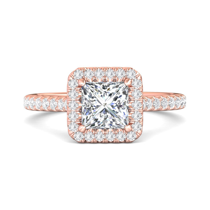 14K Gold Pink Micropave Halo Engagement Ring from the Micropave Halo collection - VM03_14KP_AsHPr_6.0_Prm_H-I_SI1