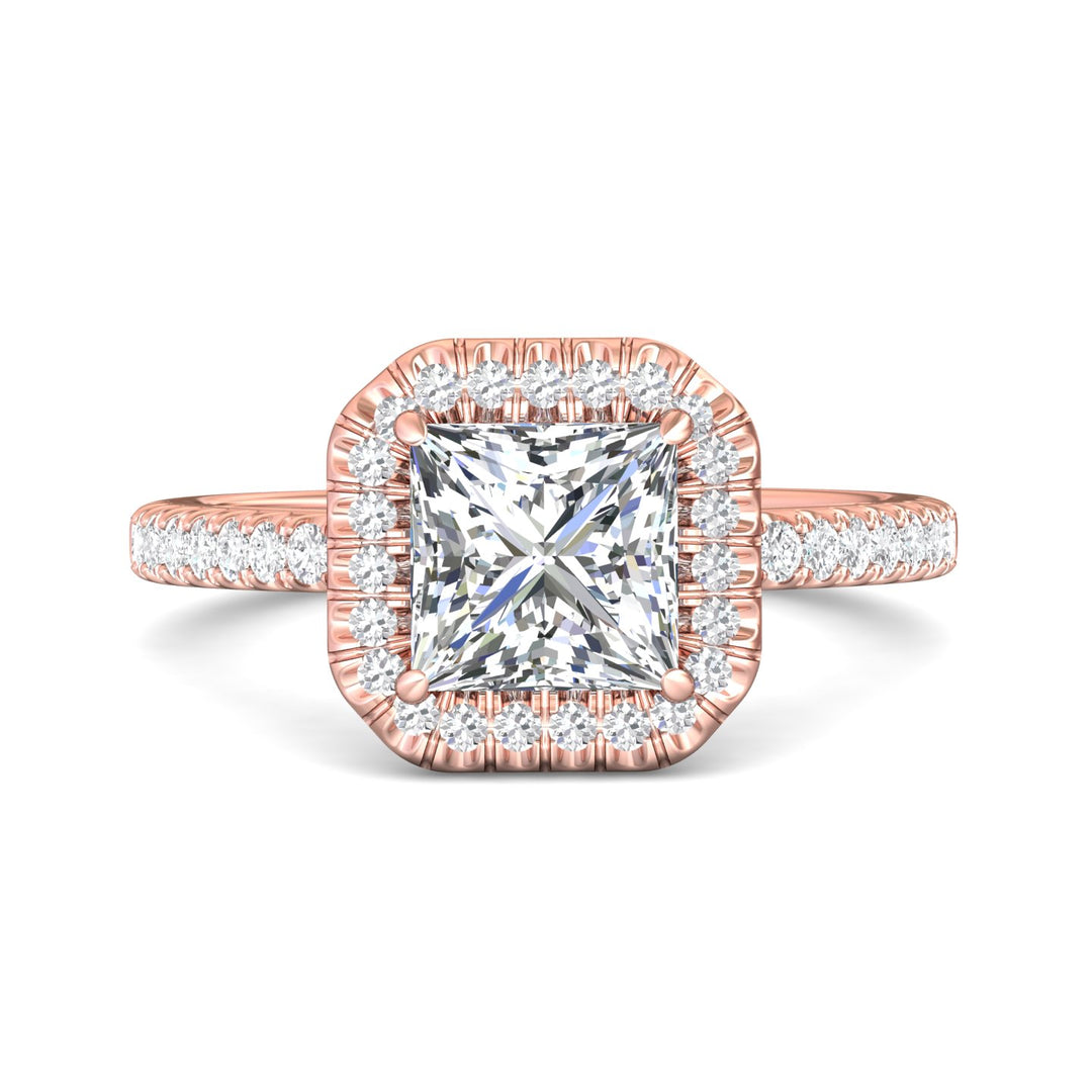 14K Gold Pink Micropave Halo Engagement Ring from the Micropave Halo collection - VS08_14KP_AsHPr_6.6_Prm_H-I_SI1