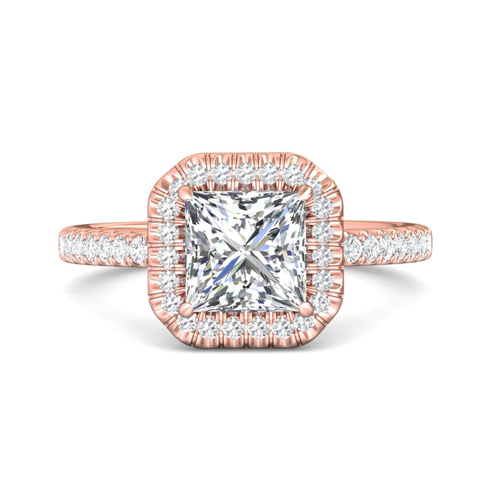 14K Gold Pink Micropave Halo Engagement Ring from the Micropave Halo collection - VS08_14KP_AsHPr_6.6_Prm_H-I_SI1