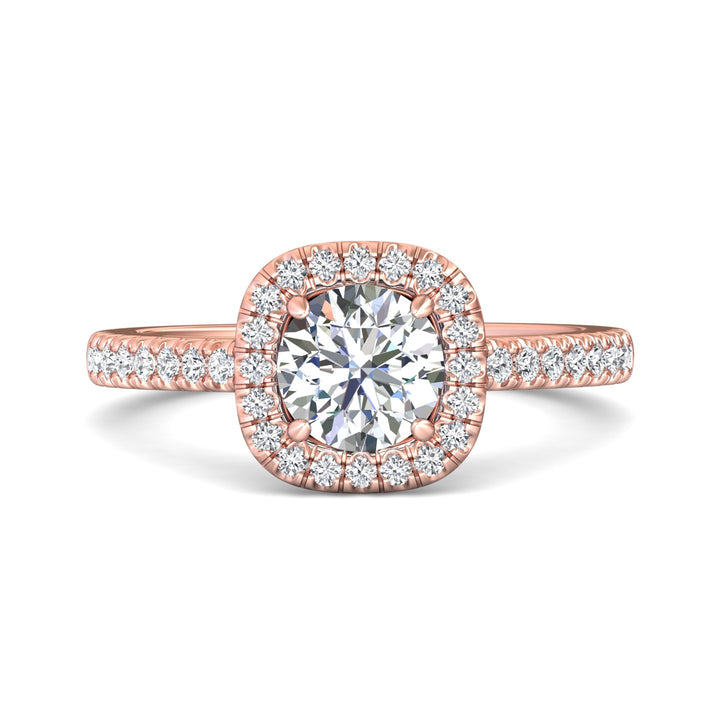 14K Gold Pink Micropave Halo Engagement Ring from the Micropave Halo collection - VS08_14KP_CuHRd_6.5_Prm_H-I_SI1