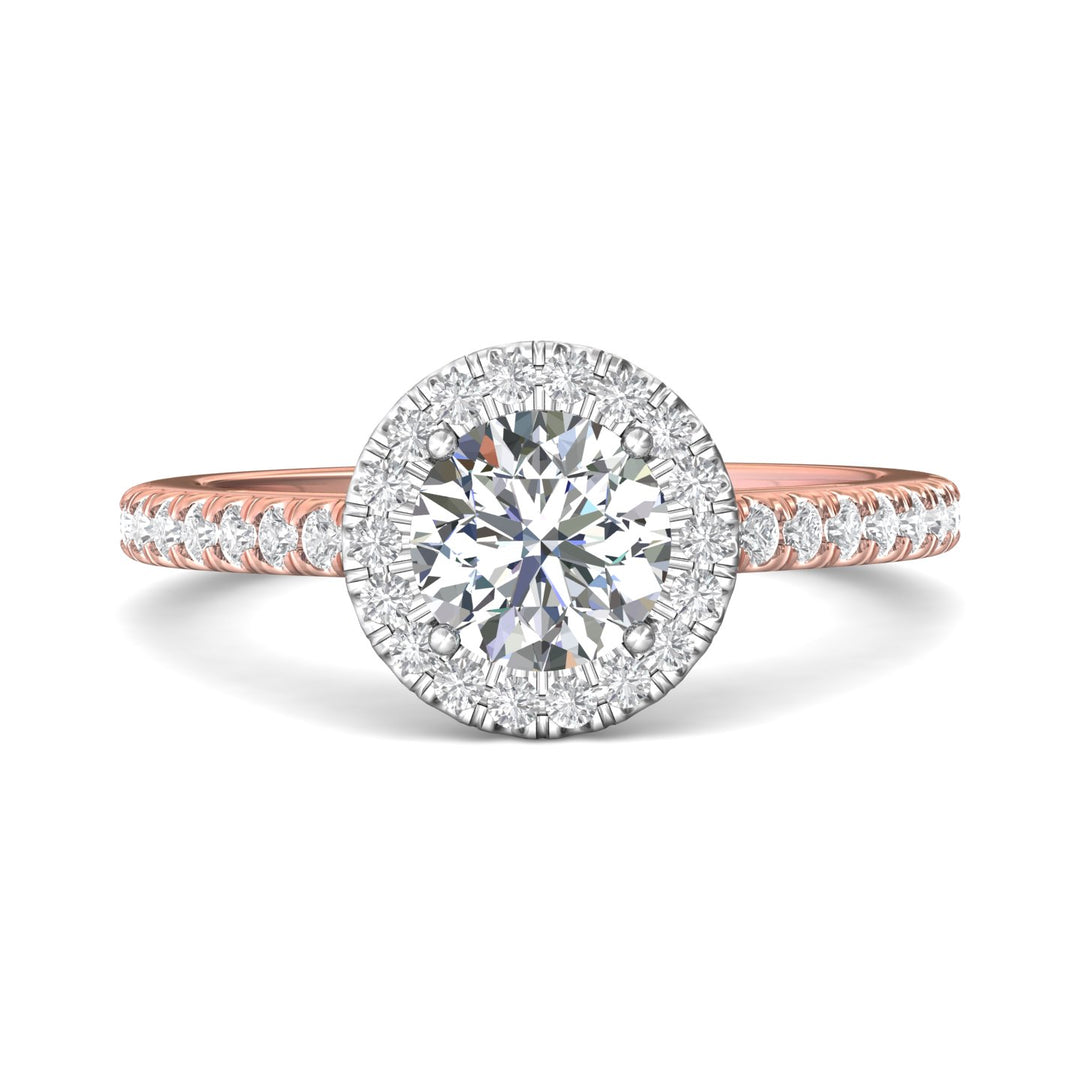 14K Gold Pink/White Micropave Halo Engagement Ring from the Micropave Halo collection - VS08_14KPW_RdH_6.5_Prm_H-I_SI1