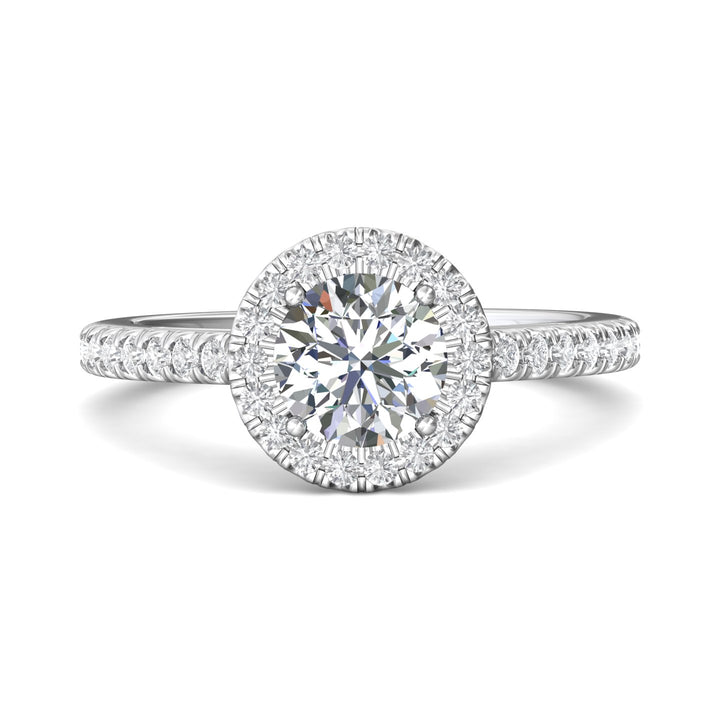 14K Gold White Micropave Halo Engagement Ring from the Micropave Halo collection - VS08_14KW_RdH_6.5_Prm_H-I_SI1