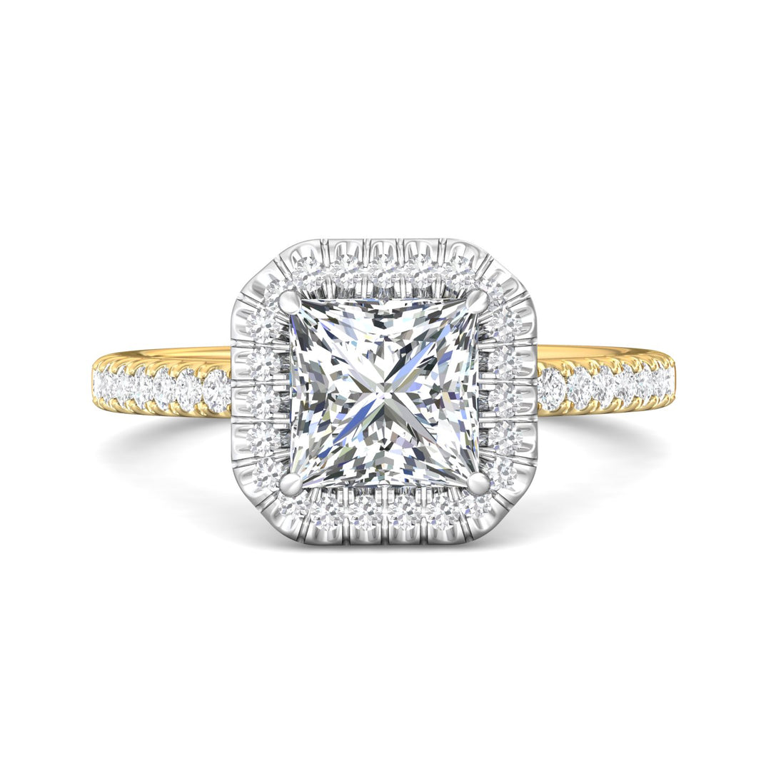 14K Gold Yellow/White Micropave Halo Engagement Ring from the Micropave Halo collection - VS08_14KYW_AsHPr_6.6_Prm_H-I_SI1