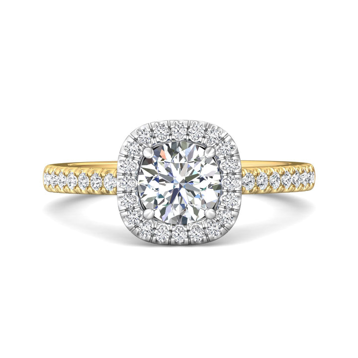 14K Gold Yellow/White Micropave Halo Engagement Ring from the Micropave Halo collection - VS08_14KYW_CuHRd_6.5_Prm_H-I_SI1