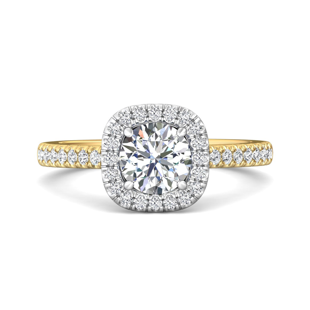 14K Gold Yellow/White Micropave Halo Engagement Ring from the Micropave Halo collection - VS08_14KYW_CuHRd_6.5_Prm_H-I_SI1
