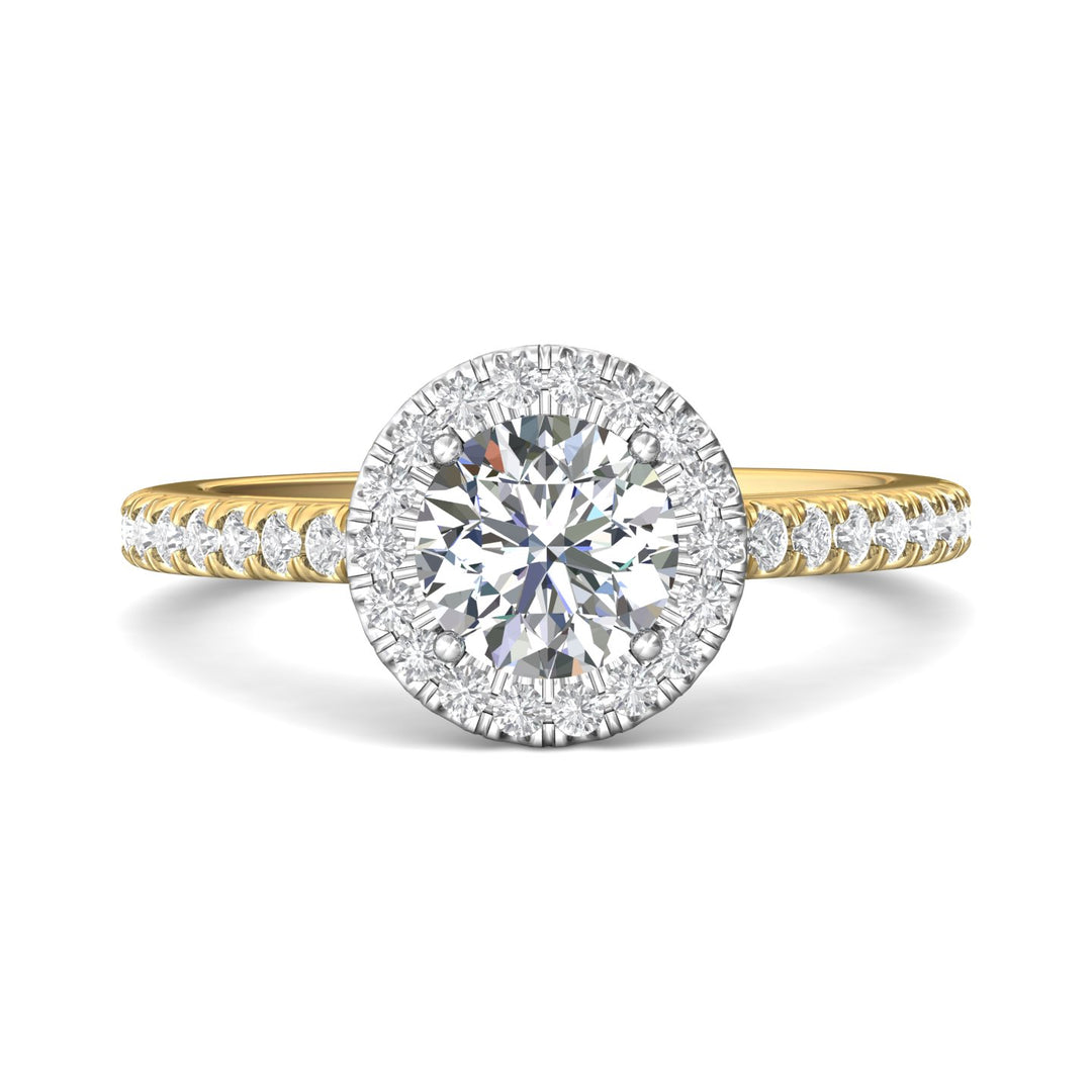 14K Gold Yellow/White Micropave Halo Engagement Ring from the Micropave Halo collection - VS08_14KYW_RdH_6.5_Prm_H-I_SI1