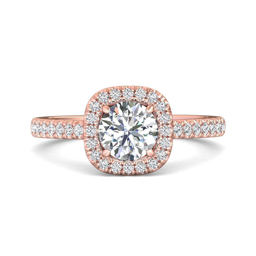 18K Gold Pink Micropave Halo Engagement Ring from the Micropave Halo collection - VS08_18KP_CuHRd_6.5_Prm_H-I_SI1