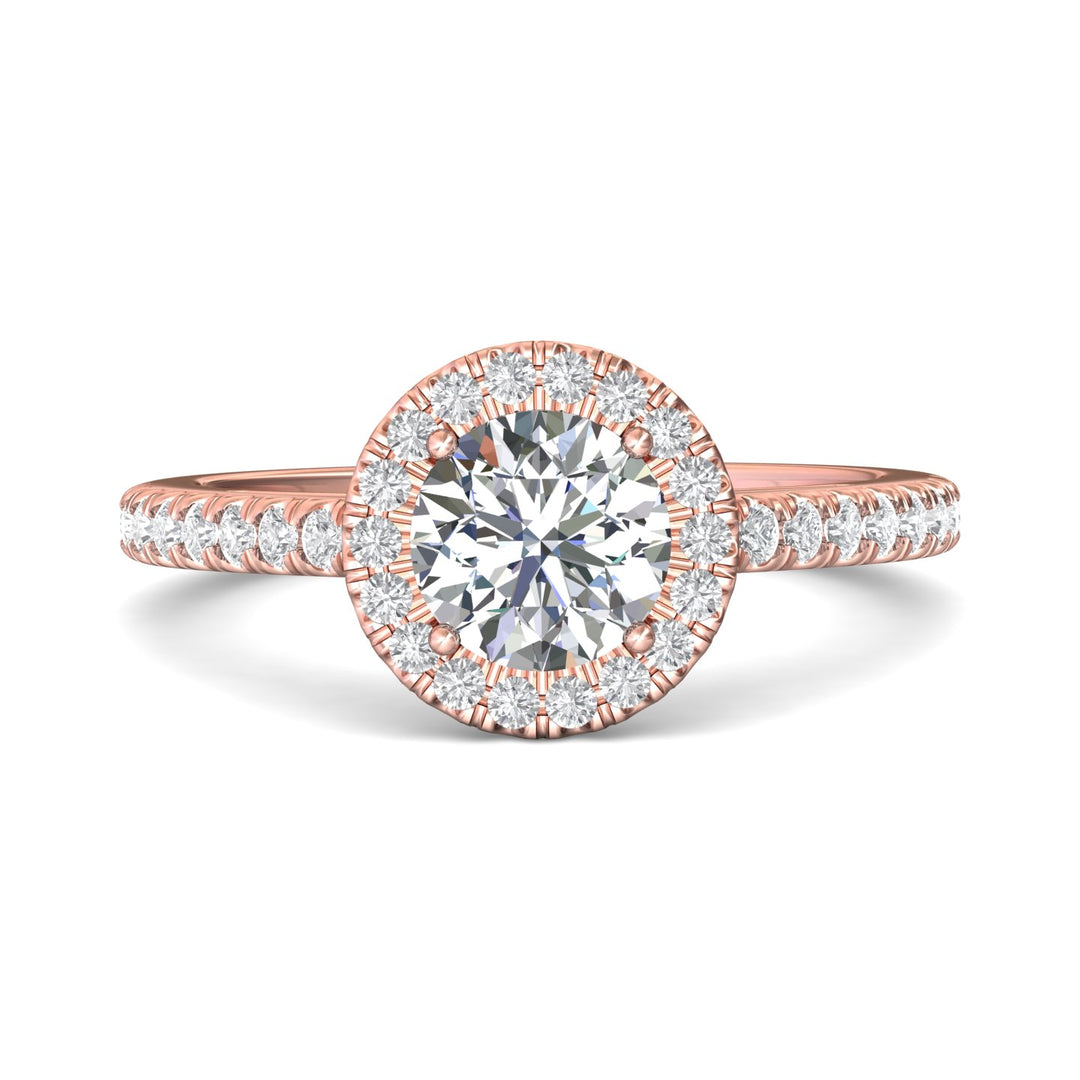 18K Gold Pink Micropave Halo Engagement Ring from the Micropave Halo collection - VS08_18KP_RdH_6.5_Prm_H-I_SI1