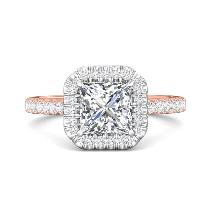 18K Gold White/Pink Micropave Halo Engagement Ring from the Micropave Halo collection - VS08_18KWP_AsHPr_6.6_Prm_H-I_SI1