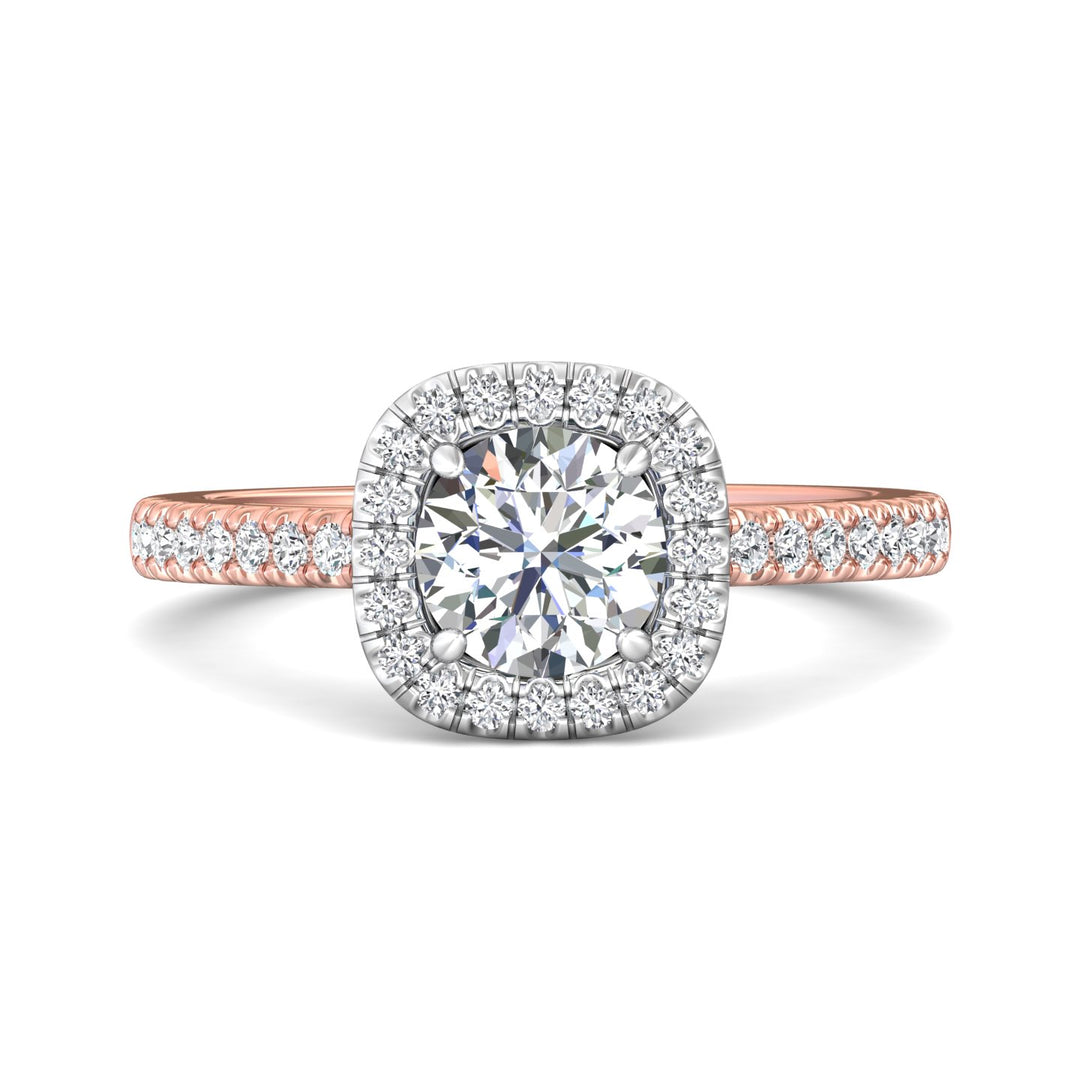 18K Gold White/Pink Micropave Halo Engagement Ring from the Micropave Halo collection - VS08_18KWP_CuHRd_6.5_Prm_H-I_SI1