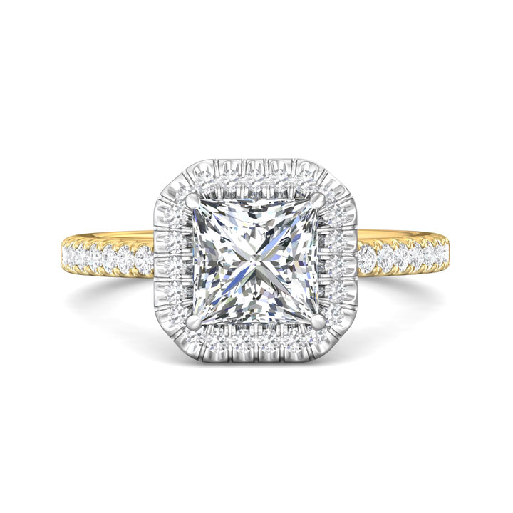 18K Gold White/Yellow Micropave Halo Engagement Ring from the Micropave Halo collection - VS08_18KWY_AsHPr_6.6_Prm_H-I_SI1
