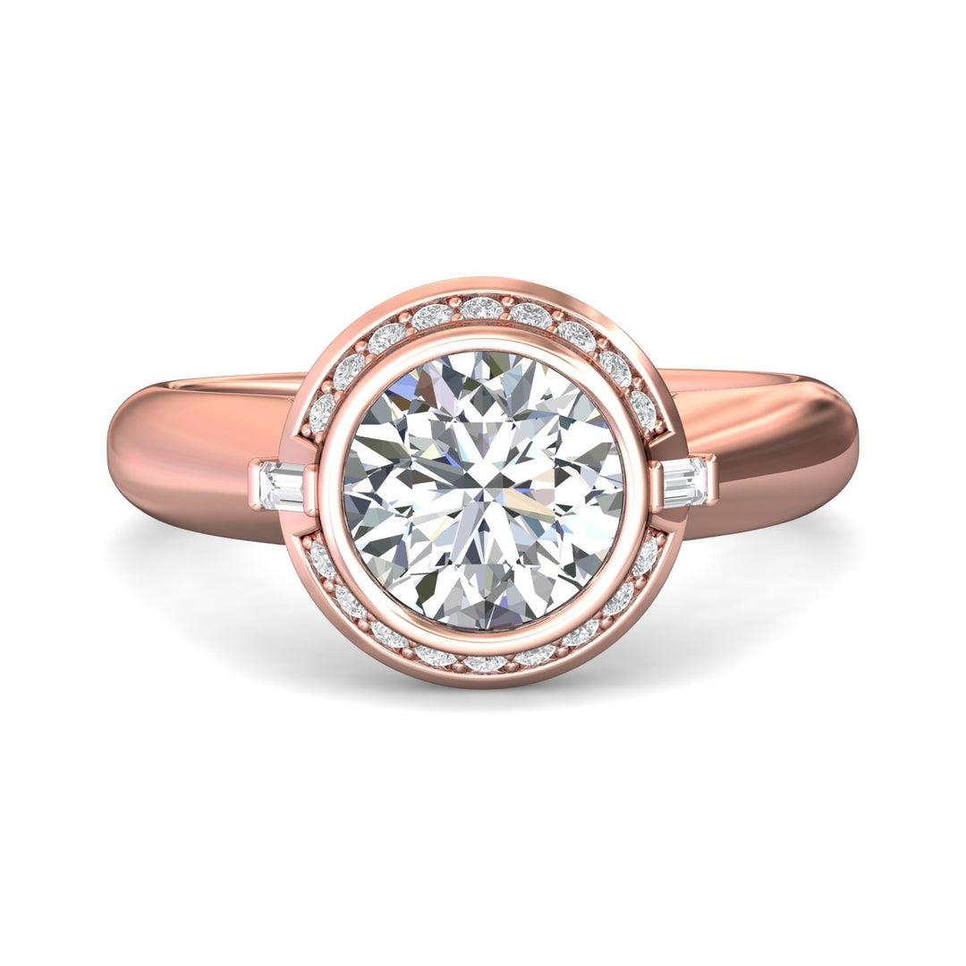 18K Gold Pink Encore Engagement Ring from the Encore collection - VS15_18KP_Rd_8.0_Prm_H-I_SI1
