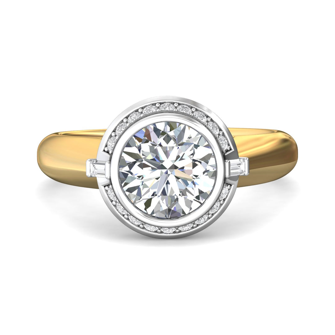 18K Gold White/Yellow Encore Engagement Ring from the Encore collection - VS15_18KWY_Rd_8.0_Prm_H-I_SI1