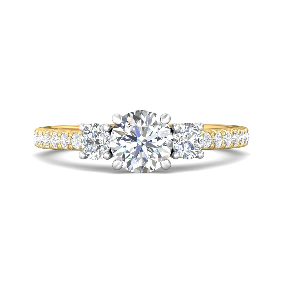 14K Gold Yellow/White Three Stone Engagement Ring from the Three Stone collection - VT04_14KYW_Rd_6.0_Prm_H-I_SI1