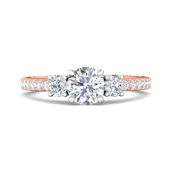 18K Gold White/Pink Three Stone Engagement Ring from the Three Stone collection - VT04_18KWP_Rd_6.0_Prm_H-I_SI1