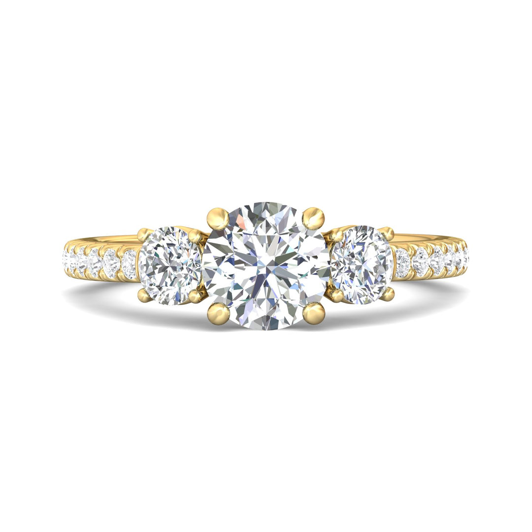 14K Gold Yellow Three Stone Engagement Ring from the Three Stone collection - VT06_14KY_Rd_6.5_Prm_H-I_SI1