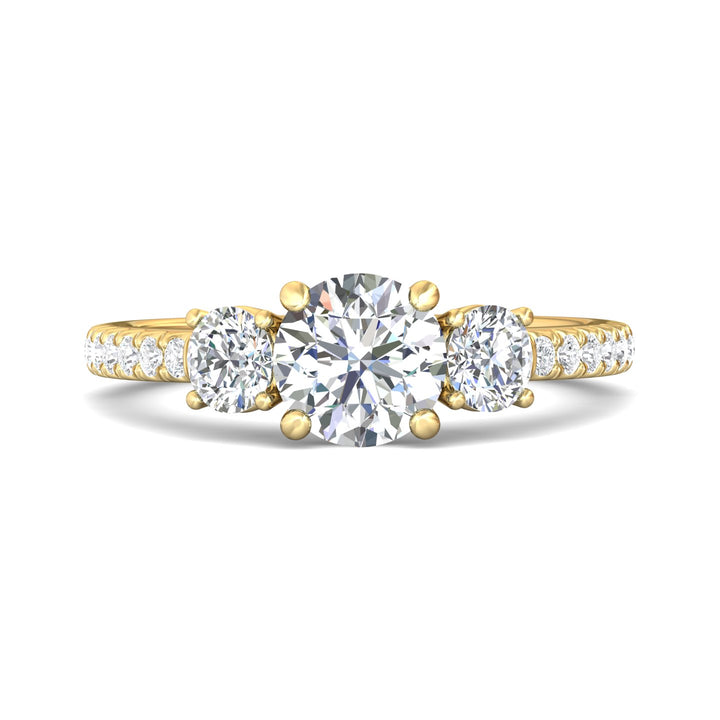 14K Gold Yellow Three Stone Engagement Ring from the Three Stone collection - VT06_14KY_Rd_6.5_Prm_H-I_SI1