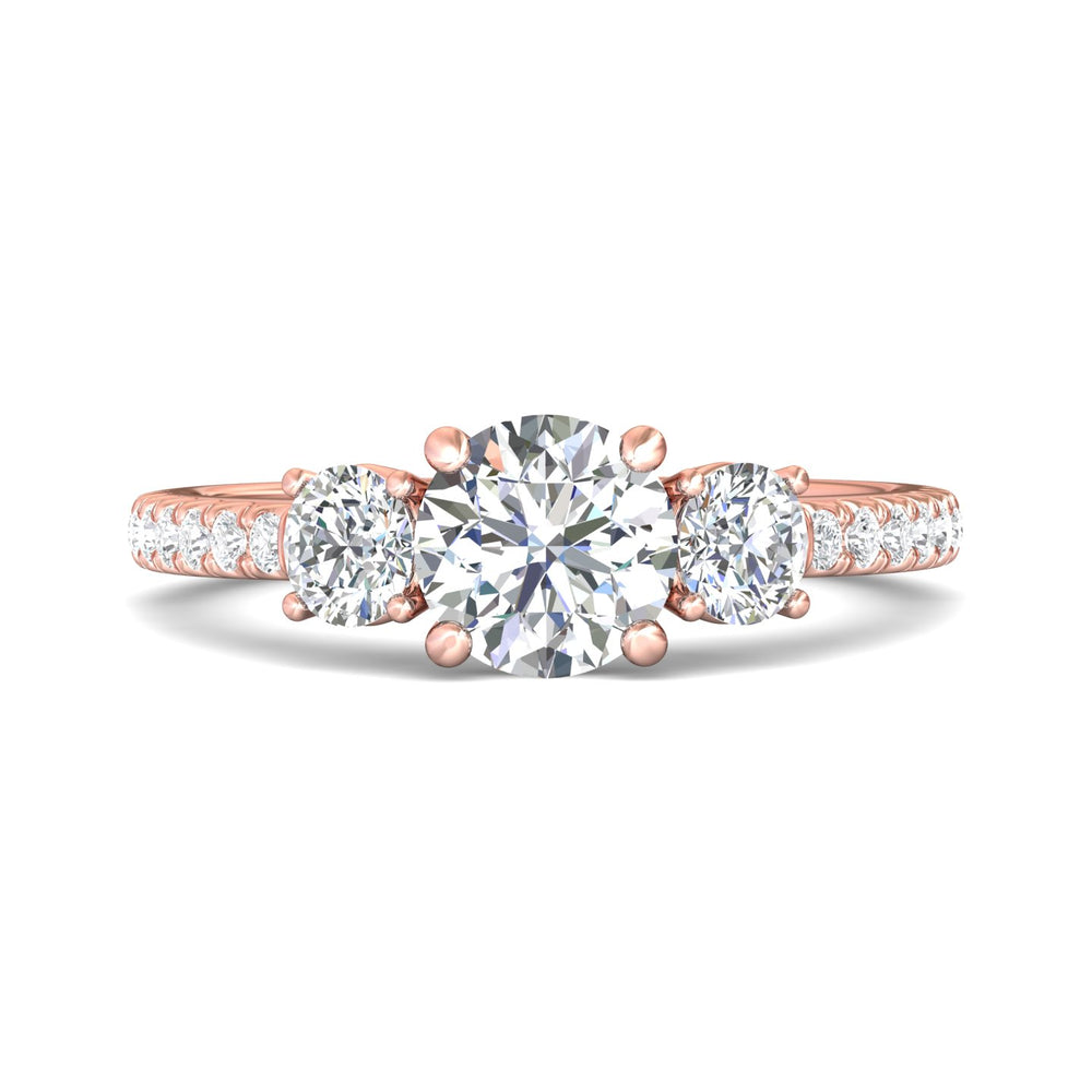 18K Gold Pink Three Stone Engagement Ring from the Three Stone collection - VT06_18KP_Rd_6.5_Prm_H-I_SI1