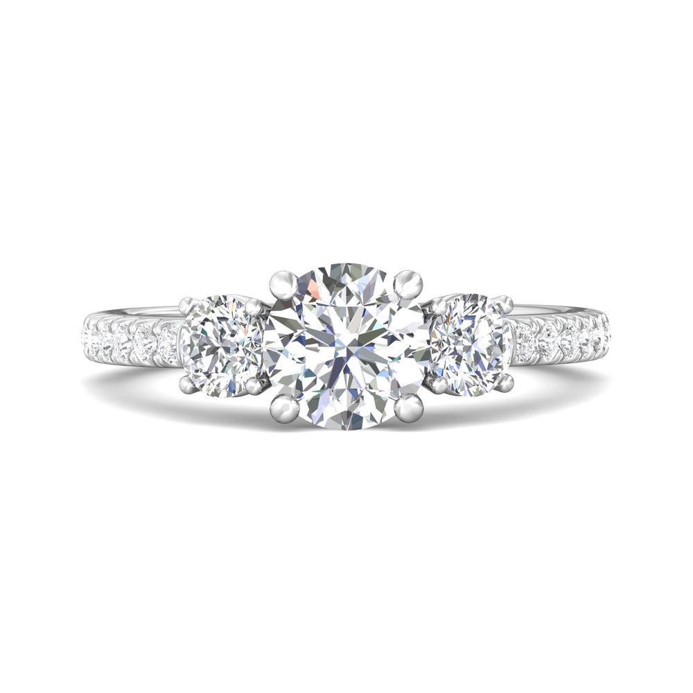 Platinum White Three Stone Engagement Ring from the Three Stone collection - VT06_PlatW_Rd_6.5_Prm_H-I_SI1