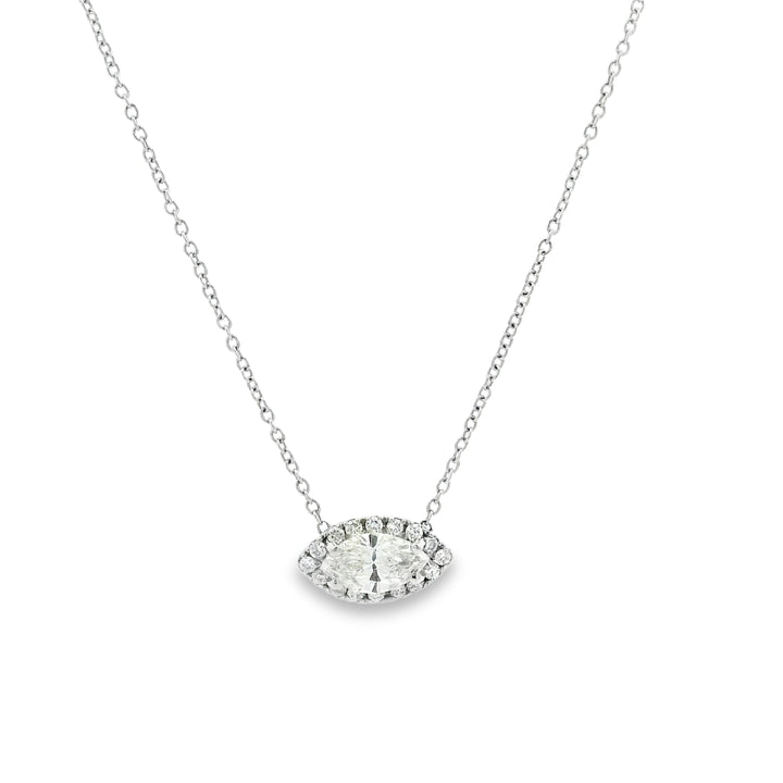 Halo Set Marquise Diamond Necklace