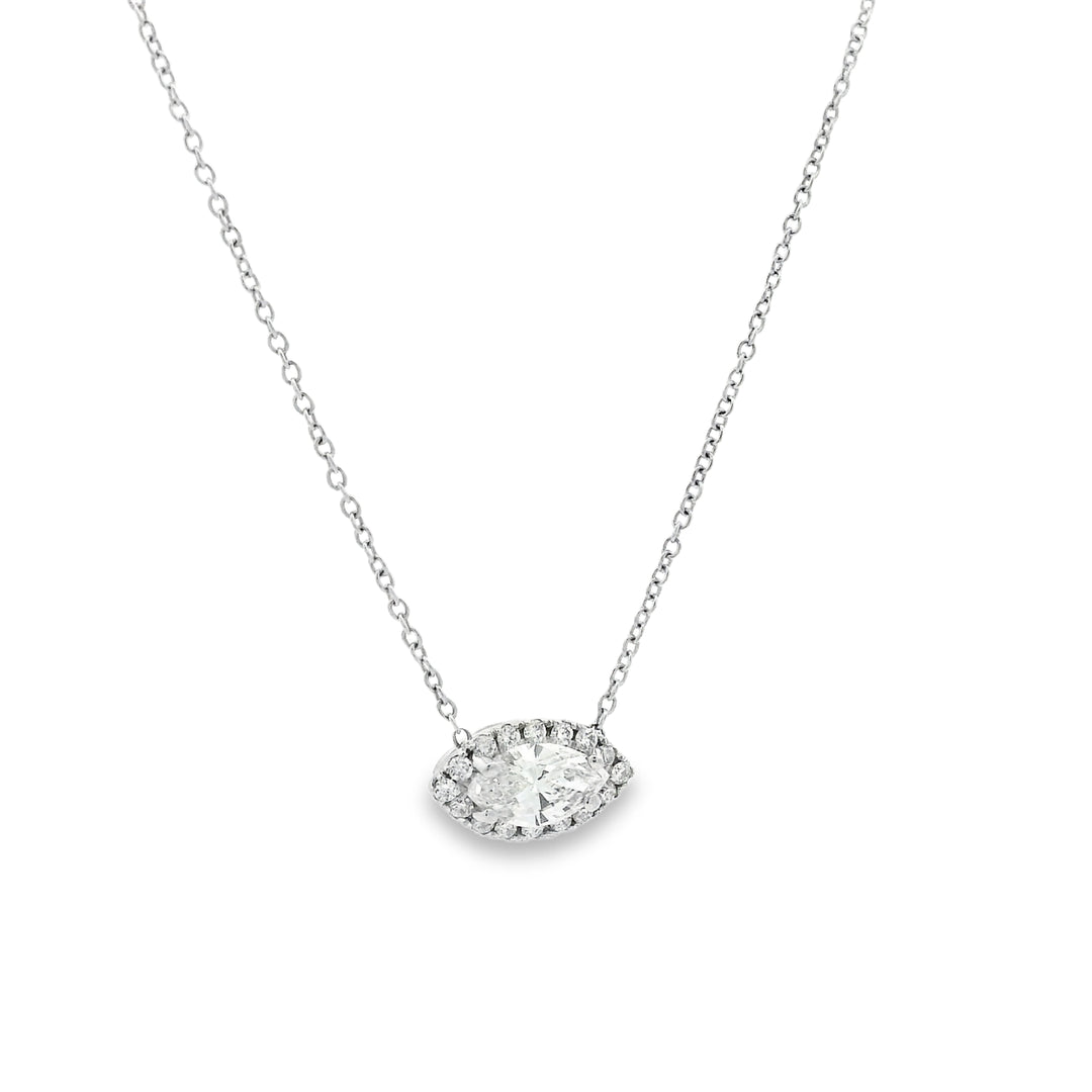 Halo Set Marquise Diamond Necklace