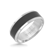 8mm Tungsten carbide comfort fit band with black ceramic inlay