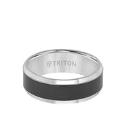 8mm Tungsten carbide comfort fit band with black ceramic inlay